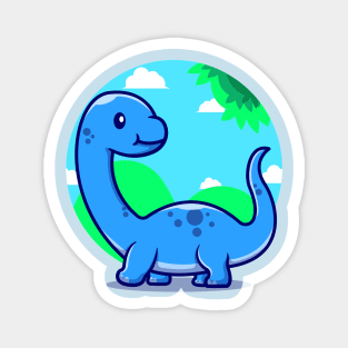 Cute Baby Brontosaurus Cartoon Magnet