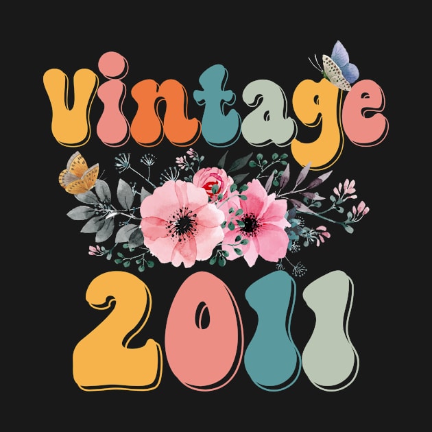 Vintage 2011 Floral Retro Groovy 12th Birthday by Kens Shop