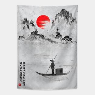 Japanese Bay Ink Wash Tapestry