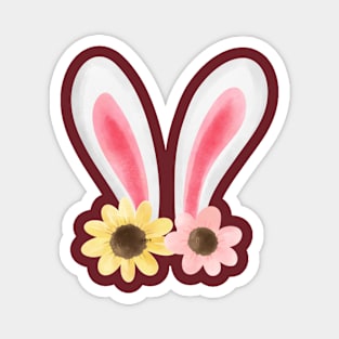 Ear bunny with flower Easter concept Magnet