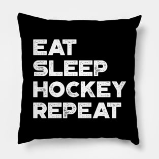 Eat Sleep Hockey Repeat Funny Vintage Retro (White) Pillow