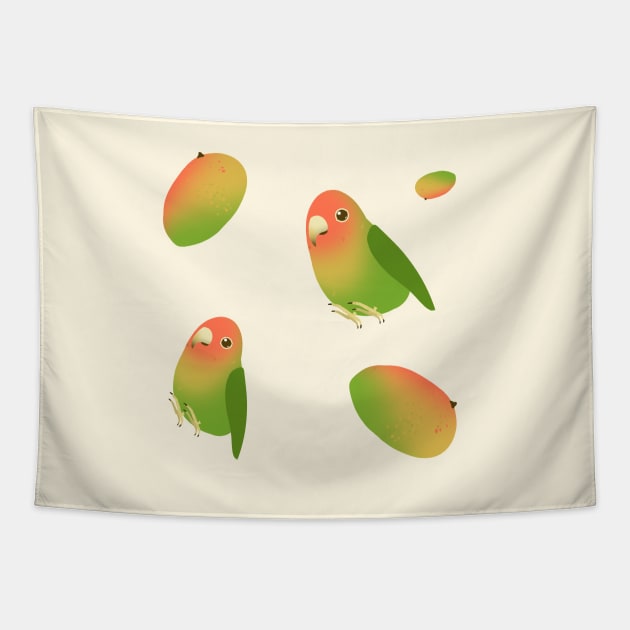 Antillean Mango Bird Birb Parrot Pattern Cute Tapestry by yellowpomelo