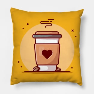 Coffee Cup Cartoon Vector Icon Illustration Pillow