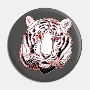 Chinese Tiger Head Feline portrait Wildcat face angry Pin