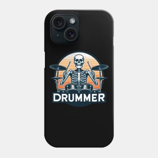 Skeleton drummer music lover Phone Case