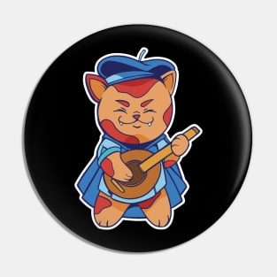 D&D Bard Class Kawaii Cat T-Shirt Pin