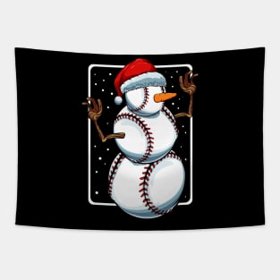 Baseball Snowman - Baseball Fan Christmas Present Tapestry