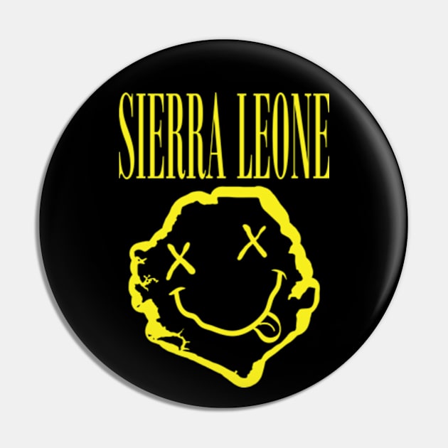 Vibrant Sierra Leone Africa x Eyes Happy Face: Unleash Your 90s Grunge Spirit! Smiling Squiggly Mouth Dazed Smiley Face Pin by pelagio