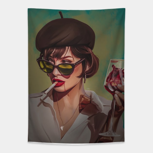 Smoking girl Tapestry by ElenaM