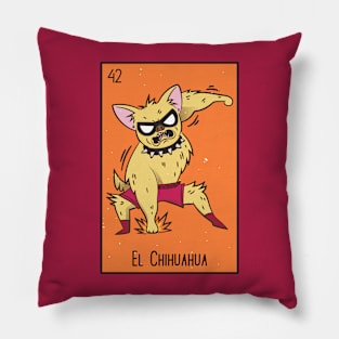 El Chihuahua // Mexican Luchador Loteria Card Pillow