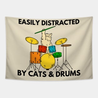 Easily Distracted By Cats & Drums Tapestry