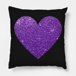 Purple Faux Glitter Heart Pillow