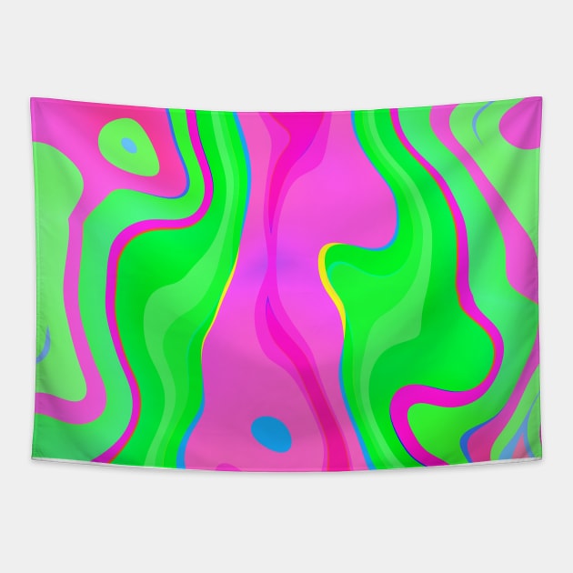 Neon Swirl Pattern - Pink and Lime Tapestry by Kelly Louise Art