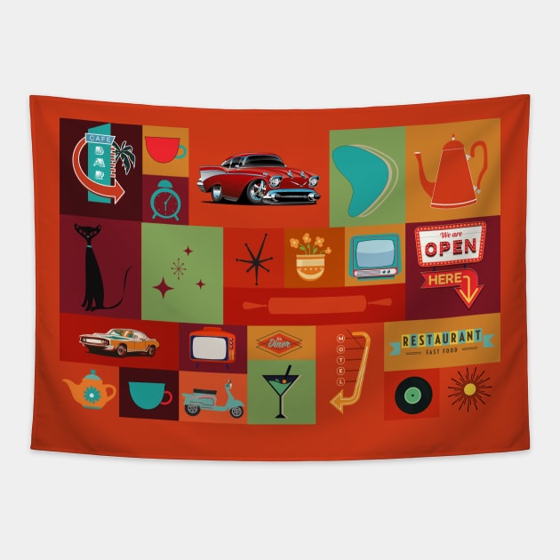 MCM Styled Poster Art Tapestry by Lisa Williams Design