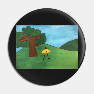 Gribby the Lemon Guy under a tree Pin