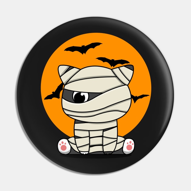 Halloween Mummy Cat Pin by Luna Illustration