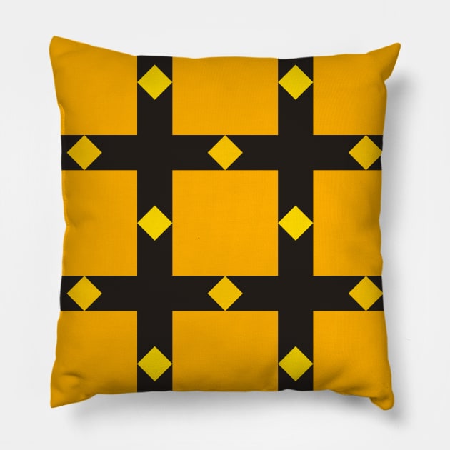 eerie black and ucla gold colors retro geometric pattern Pillow by toshicodesign