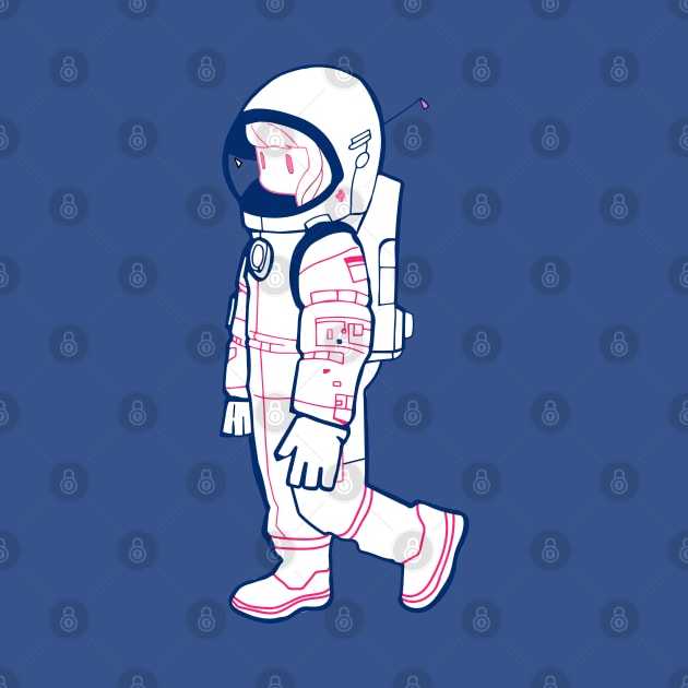 Cute astronaut woman in a spacesuit illustration by AO01