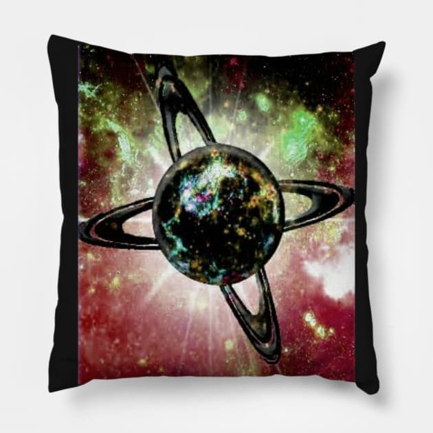 Dual Ringed Planet Pillow by Warped_Space_SciFi