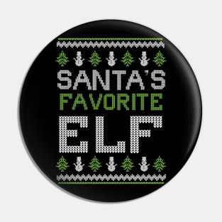 Santa's Favorite Elf ugly Christmas sweater Pin