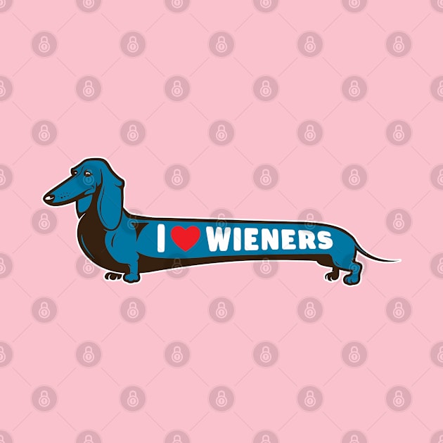 I Love Wieners Dog Art by Rumble Dog Tees