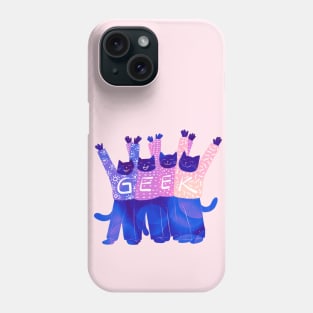 The four cute cats celebrate being GEEKS Phone Case