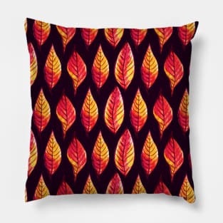 Vibrant autumn leaves pattern in red and yellow Pillow