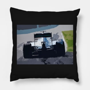 Formula One racing car races out of the pit lane Pillow