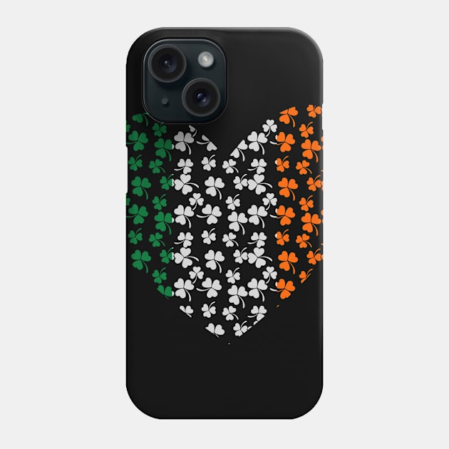 Shamrocks in a heart with Irish flag colors Phone Case by Toogoo