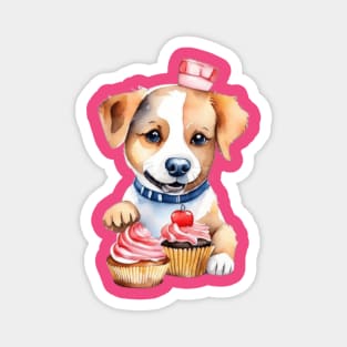 Cute basset hound dog with candies and cakes gift ideas for all Magnet