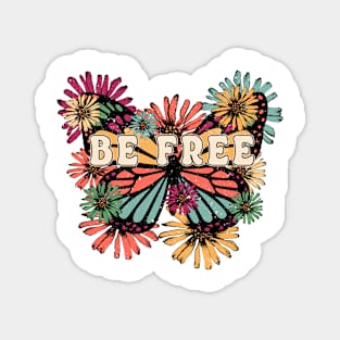 Be Free Butterfly Retro Sublimation Design Magnet