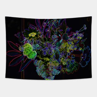 Black Panther Art - Flower Bouquet with Glowing Edges 16 Tapestry