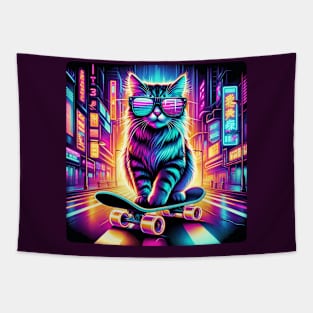 Cat On Skateboard Tapestry