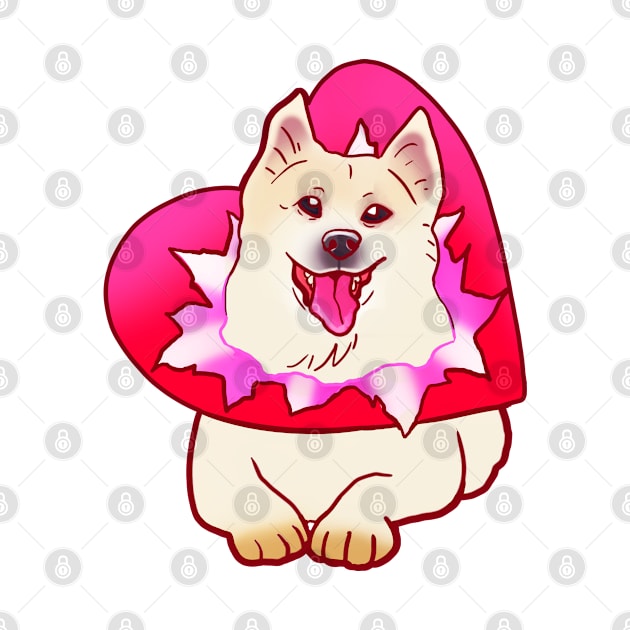 YOUR VALENTINE IS HERE (SHIBA SAMOYED) HEART PRESENT SHIRT by KO-of-the-self