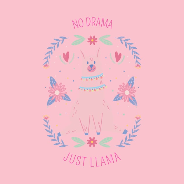 No Drama Llama Funny Cute by Tip Top Tee's