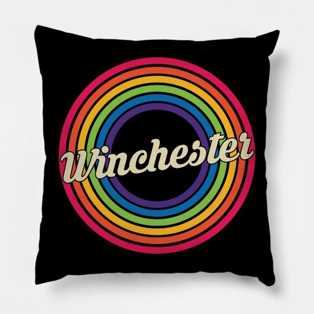 Winchester - Retro Rainbow Style Pillow by MaydenArt