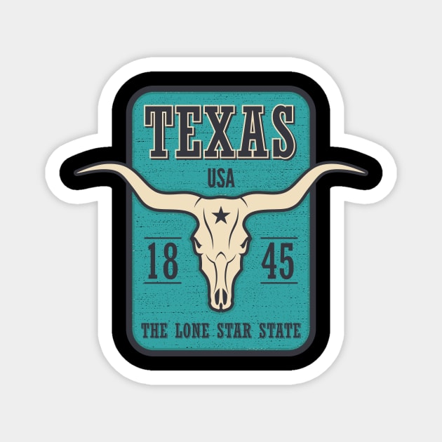 Texas state USA - with longhorn skull Magnet by Frispa