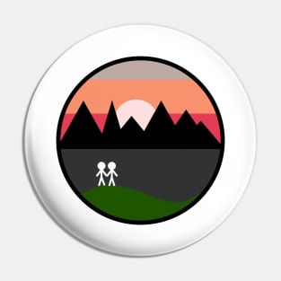 Stickman Couple and Beautiful Sunset Pin