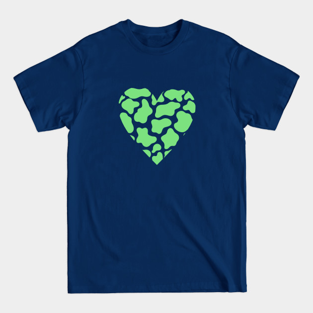 Disover Cow Print Green Heart Design - Cow Print - T-Shirt