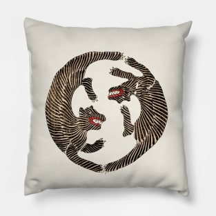 Japanese Woodblock Tigers Yatsuo no Tsubaki Pillow