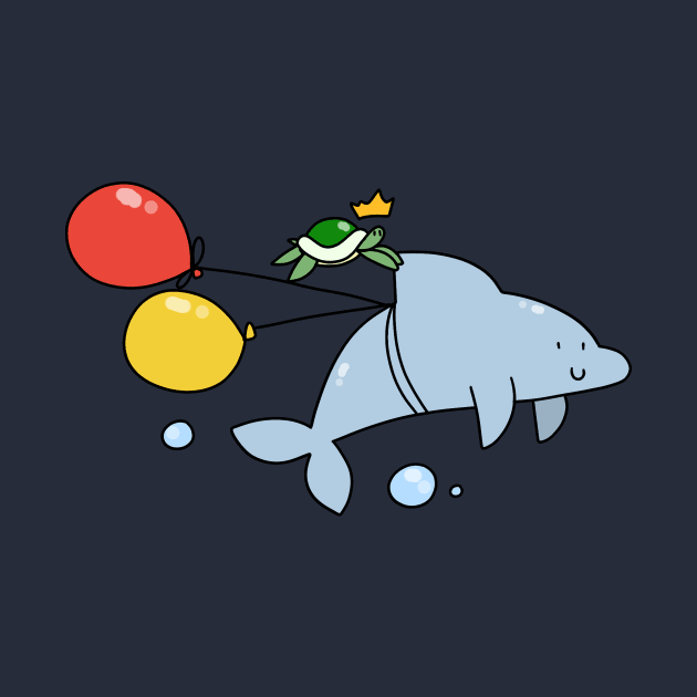 Turtle and Dolphin with Balloons by saradaboru