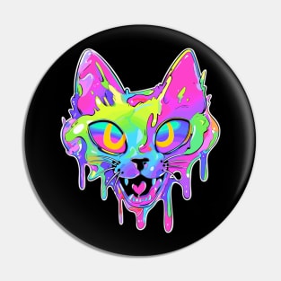Psychedelic Party Cat EDM Festival Rave Pin