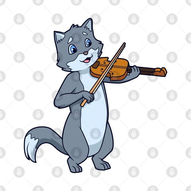 Comic cat playing violin by Modern Medieval Design