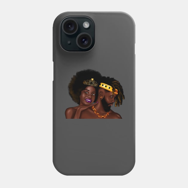 African Man and Woman in Love, Afro King and Queen Phone Case by dukito