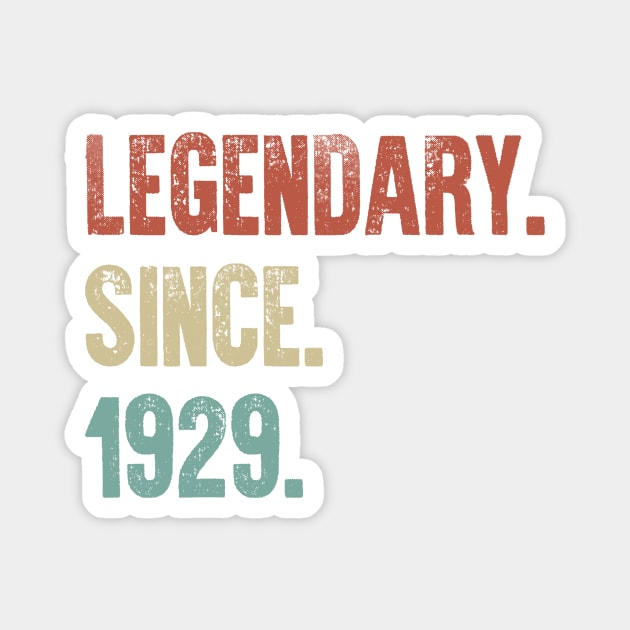 Retro Vintage 90th Birthday Legendary Since 1929 Magnet by DutchTees