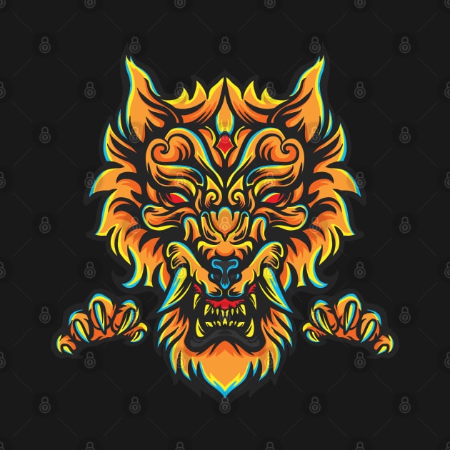 Colorful Japanese Shishi Komainu Lion Dog (Foo Dog) Design by TF Brands