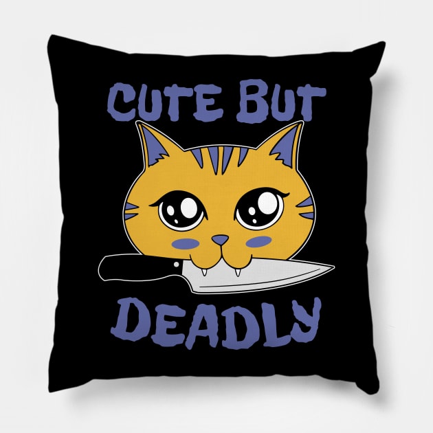 Cute But Deadly Pillow by Bruno Pires