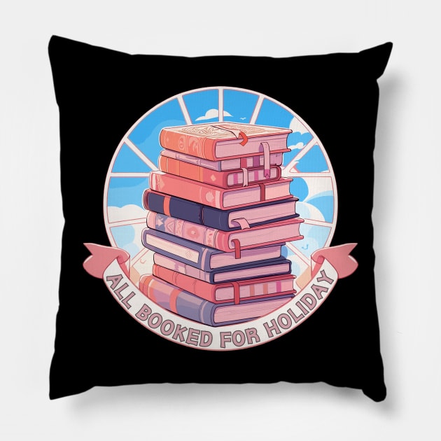 All Booked For Holiday Christmas Pillow by TomFrontierArt