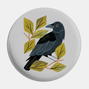 Perching Raven Pin