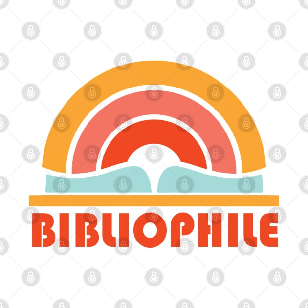 Bibliophile in retro bright orange, red, and yellow - for book lovers and bookworms everywhere by Ofeefee